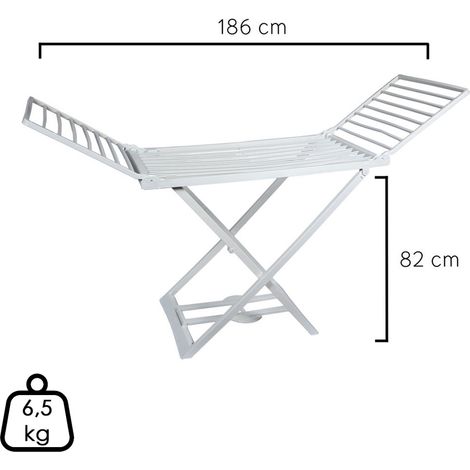 Etendoir à poser Alicante 194x58x108 cm – Polypropylène résistant – 6 kg – Pour espaces extérieurs – 5 niveaux – Oryx