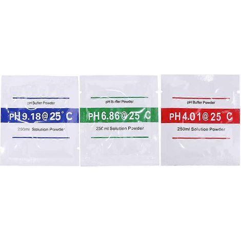 Solution tampon de pH en poudre (3 pièces), solution d'étalonnage pH, solution aqueuse distillée.-3pcs (1/4)
