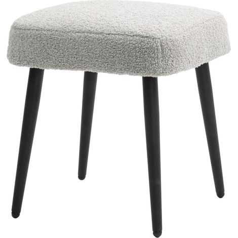 Pouf Cube Texturé Cachemire Repose-Pieds Design Pieds Acier Salon ou Chambre Gris Clair Très Confortable (1/5)