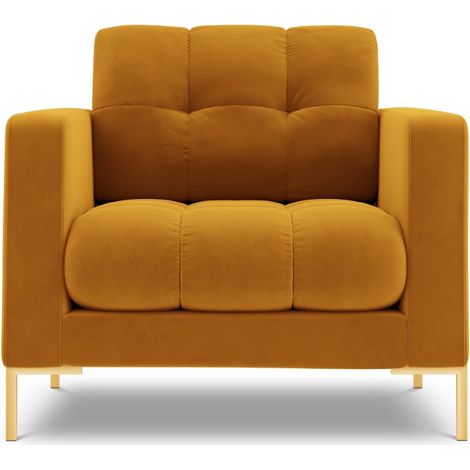 Fauteuil en velours jaune (1/5)