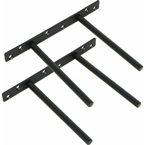 Lot de 2 Support pour Étagère Flottante Invisible Support en Métal pour Tablette Flottante en Bois Dissimulé à Fixation Murale, Finition Noire Mate en Acier Inoxydable, 2 Pcs (1/4)