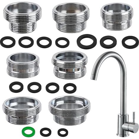7 Pièces Adaptateur Robinet Tuyau Arrosage avec Joints (1/5)