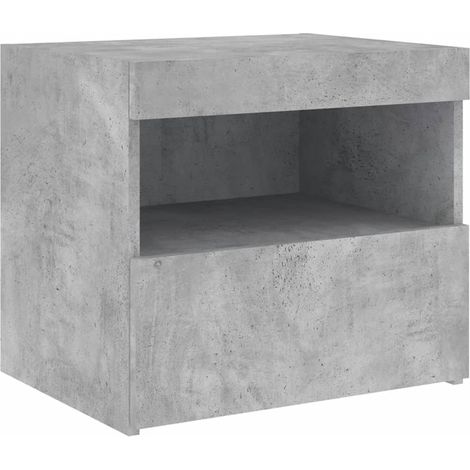 Table de chevet avec lumières LED tiroir et compartiment 50 x 40 x 45 cm bois d'ingénierie gris DEC033191 (1/5)