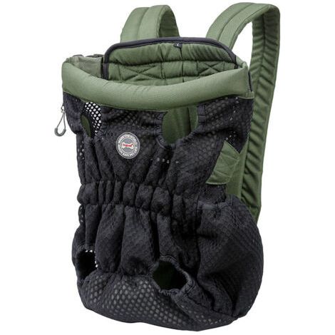 BUNTHAUS Sac à Dos pour Chien et Chat – Sac Ventral Confortable et Respirant avec Crochet de Sécurité, Idéal pour Les Voyages Randonnées Camping (Vert Olive, L)