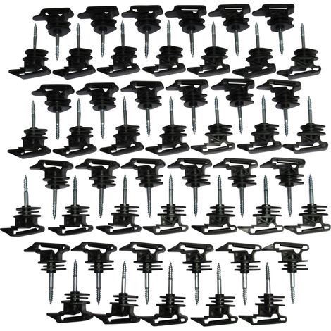 Electric Fencing Ribbon Insulators for Wooden Posts x50 (Screw In Poly Fence Tape Rope Holder) (1/5)