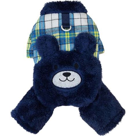 Vêtements pour animaux de compagnie à quatre pattes, doublés de peluche et à carreaux, pour l'hiver, taille S, bleu (1/5)