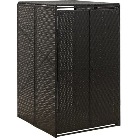 vidaXL Single Wheelie Bin Shed Black 70x80x117 cm Poly Rattan
