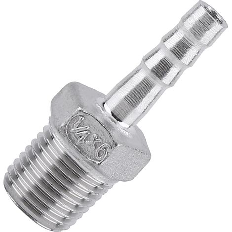 Raccord de tuyau d'arrosage mâle fileté en acier avec embout cannelé (1/4" x 6 mm) (1/5)