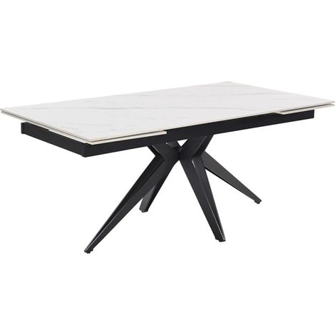 Table extensible 180/260 cm céramique blanc marbré pied étoile - NEVADA 06 (1/5)
