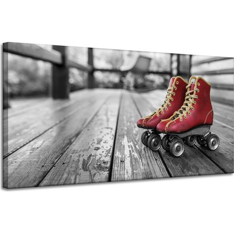 Leinwanddruck Vintage rote Rollschuhe 120x60 cm