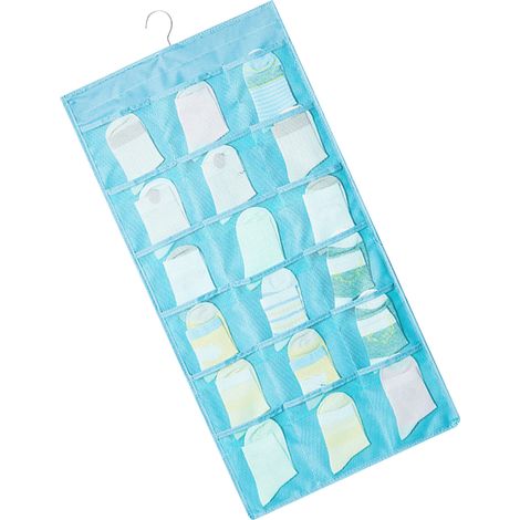 Organisateur suspendu en toile Oxford double face sac de rangement lingerie chaussettes soutien-gorge pour armoire 30 poches bleu (1/4)