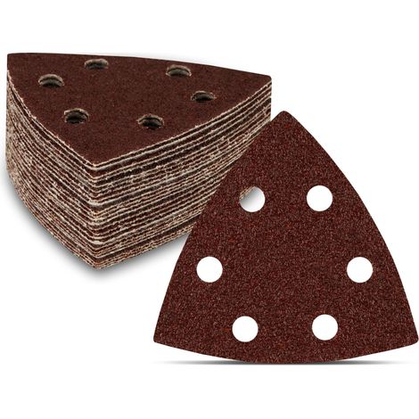 Disques Abrasifs Triangles de Ponçage 120 pièces 6 trous 93 x 93 x 93 mm Mixpack (20 x grain 40/60/80/120/180/240 chacun) pour ponceuses Feuilles Abrasives Papier Abrasif (1/5)