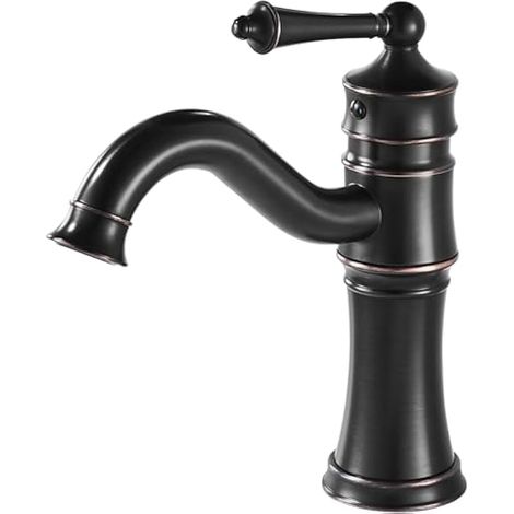 Rubinetto per bagno, miscelatore monocomando per lavabo, rubinetto retrò regolabile per acqua calda e fredda, ottone nero
