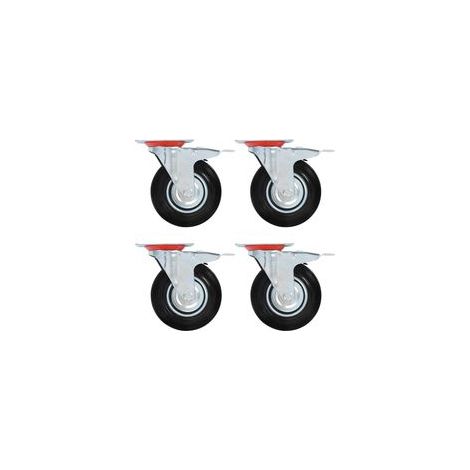 Ruote piroettanti con doppio freno, 4 pezzi, 125 mm - Crezuo (1/4)