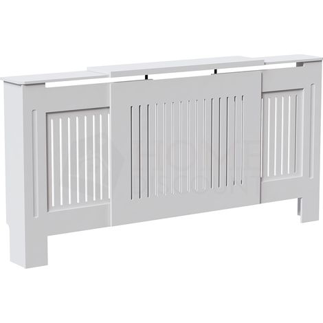 Chelsea Heizkörperverkleidung MDF Moderner Schrank Slatted Grill, Weiß, Verstellbar