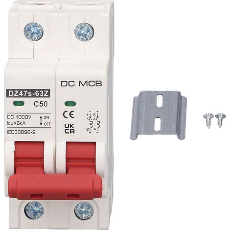 Disjoncteur Miniature SG DC 2P 50A DC1000V 6000A, capacité de coupure, montage sur Rail DIN pour système solaire photovoltaïque DZ47s 63Z C50