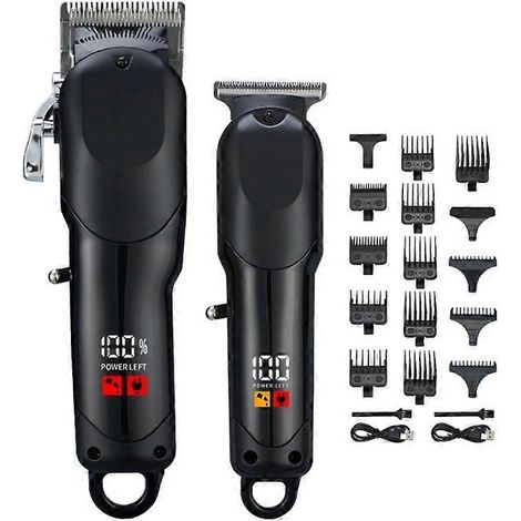 Tondeuse à cheveux rechargeable avec affichage numérique - Ensemble de deux tondeuses, accessoires inclus (1/5)