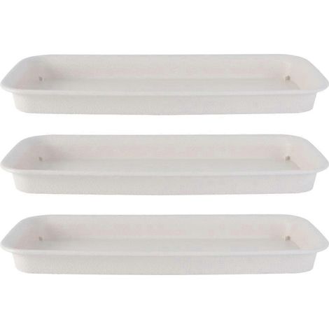 Lot de 3 plateaux en plastique pour pots de fleurs, bases de pots de fleurs pratiques et polyvalentes-40.00X14.30X3.20CM-White