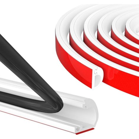 Goulotte flexible autocollante - 6 m x 14 mm x 10 mm - Ouverture latérale en PVC - Pour 1 câble - Blanc (1/5)