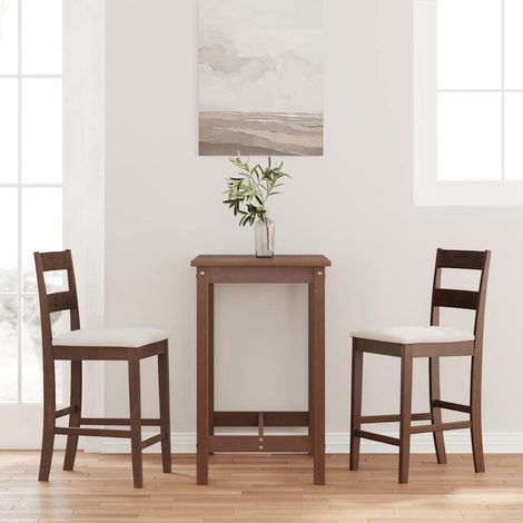 Barhocker mit Kissen 2 Stk. Braun Massivholz Gummibaum