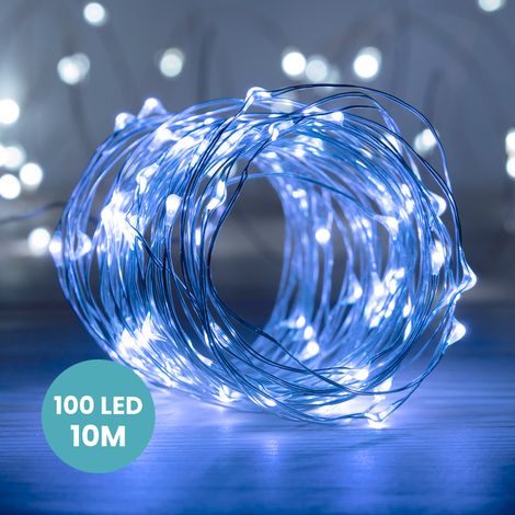 Guirlande 10 M Argent 100 Micro LED Blanc Froid (1/3)