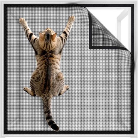 Moustiquaire Fenêtre Chat pour Protection Fenetre Chat sans Percer, 120 150cm Moustiquaire Chat Solide et Recoupable pour Fenêtre Anti-Moustique Ant (1/4)
