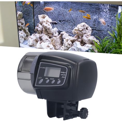 Alimentador automático LCD para acuarios: alimentador eléctrico robusto y programable con función de mezcla, 100 g, plástico, para gránulos y escamas.