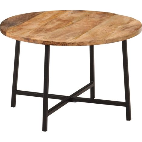 Couchtisch 54x54x35 cm Massivholz Mango und Eisen