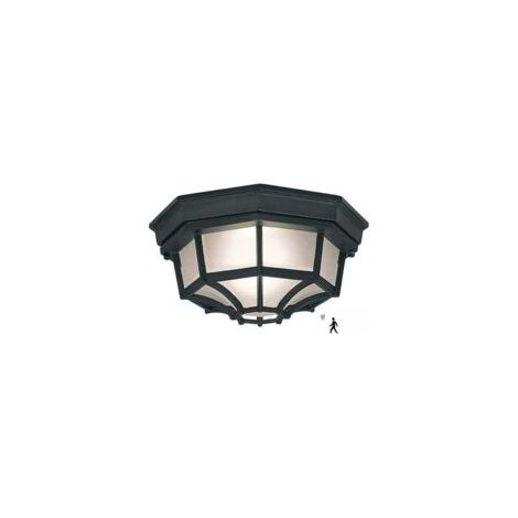 12-W-LED-Außenleuchte für Decke/Wand mit Bewegungsmelder, klassisches Metall-/Glasdesign, schwarz, Außenbeleuchtung, Deckenleuchte, Außenbeleuchtung, weiß – Crezuo (1/4)
