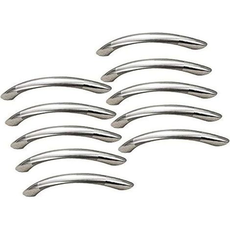 Lot de 10 poignées de garde-corps pour meubles, poignées en arc percées de 64 mm, poignées d'armoire en acier inoxydable brossé (1/5)