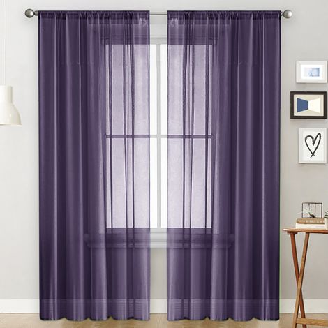 Rideaux perforés violets, ensemble de deux pièces - semi-occultants - dimensions : 140 x 260 cm - conviennent au salon, à la chambre et au balcon. (1/5)