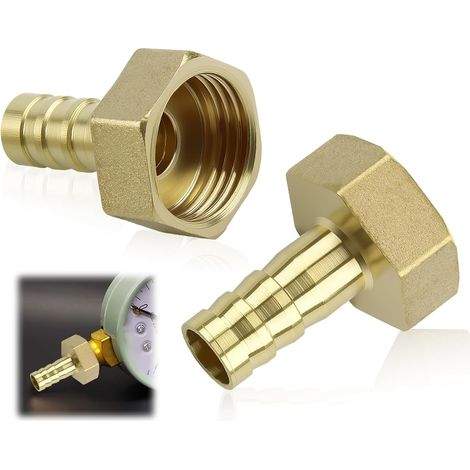 2 PiècesBrass Raccords Laiton, 10 mm Barb G1/2 ,Filetage intérieur,Adaptateurs de Tuyau pour Air, Eau, Huile, Carburant, Gaz Inerte, Filetés Robustes et Résistants à la Corrosion - (1/5)