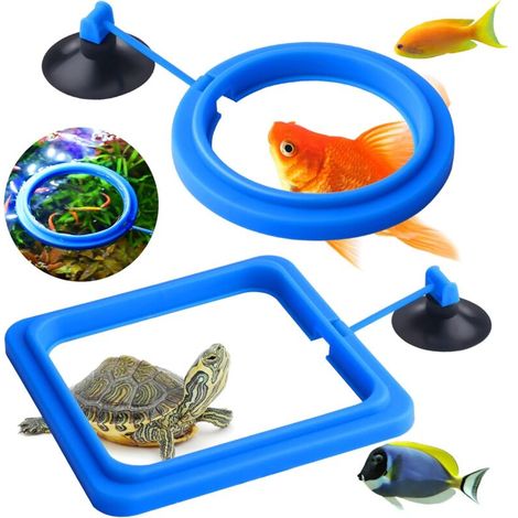 Confezione da 2 anelli per l'alimentazione dei pesci, mangiatoia per acquario per Guppy, Betta, pesci rossi blu