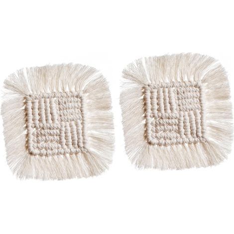 Set aus 2 hitzebeständigen Tischsets/Abtropfgestellen aus Baumwollseil mit Quasten (1/5)