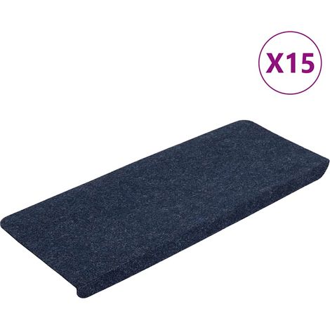 vidaXL Alfombrilla autoadhesiva de escalera 15 uds azul 65x24,5x3,5 cm (1/2)