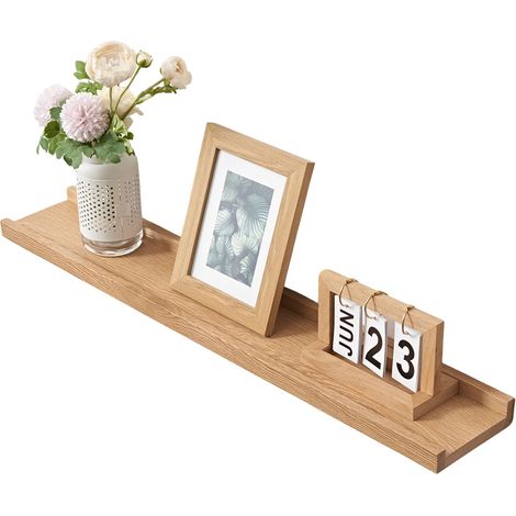 Barre murale en bois de chêne massif 80 cm, idéale pour le salon, la chambre à coucher, la salle de bain (1/5)