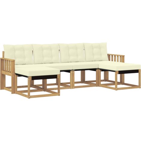 Set di divani da esterno con cuscino 6 pz Salotto da Giardino Bianco e Crema (1/5)