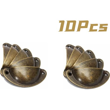 Poignée De Coquille - 8,1 cm x 3,5 cm - En Fer Incurvé Laiton Antique - Pour Tiroir Armoire Cuisine Placard - 10 Pièces