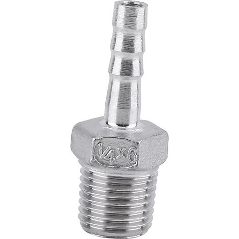 Raccord cannelé mâle en acier pour tuyau flexible, embout fileté 1/4" x 6 mm (1/5)