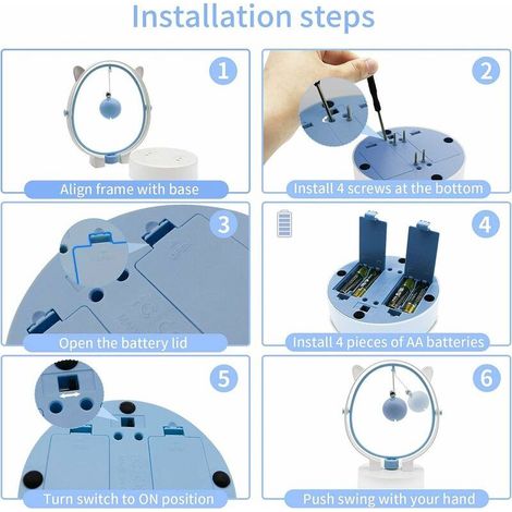 Jouet interactif pour chat d'intérieur balançoire cinétique automatique plume de jouet électronique pour chat (bleu) (1/4)