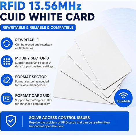 13.56MHz Programmable RFID Cards CUID Chip Rewritable Blank NFC Card Badge for Access Control Building Office Parking Garage Elevator (1/4)