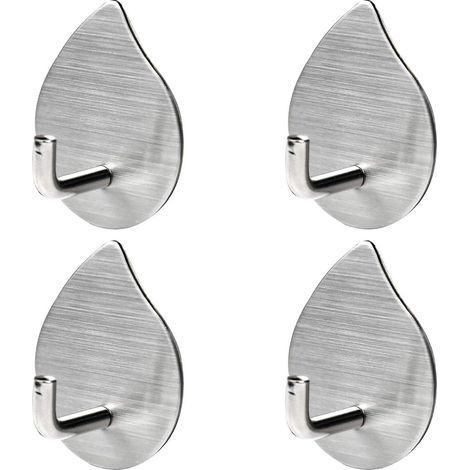 4 Pieces Adhesive Hooks, Self-Adhesive Wall Hooks, Stainless Steel Hooks, Rustproof, Waterproof, No Drilling Required for Bedroom, Bathroom (1/5)