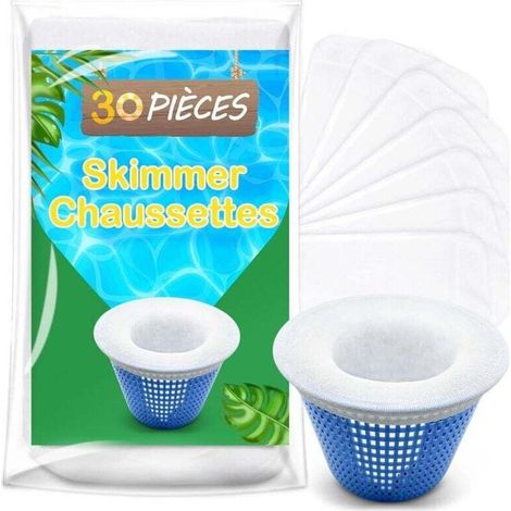 Chaussette Skimmer Piscine 30 Pièce, chaussette piscine, Prefiltre Skimmer Nylon Élastique avec Maillage Ultra-Fin (1/4)