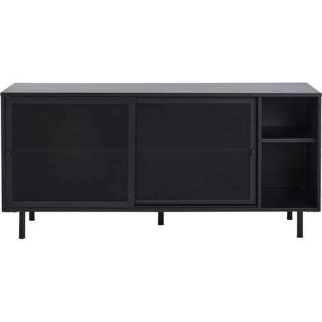Buffet 2 portes, 2 niches en métal L160cm - Noir - KISO (1/5)