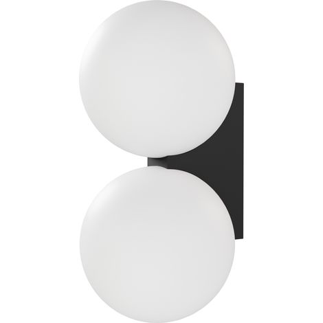 Applique Murale Salle de Bain OBI Noir ou Blanc – Double Diffuseur Verre Opalin – 2x G9 – IP44 – Design Minimaliste (1/5)