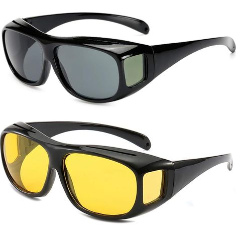 Lunettes de vision nocturne UV400 compatibles avec les lunettes de vue, lunettes de soleil enveloppantes pour la conduite (1/5)