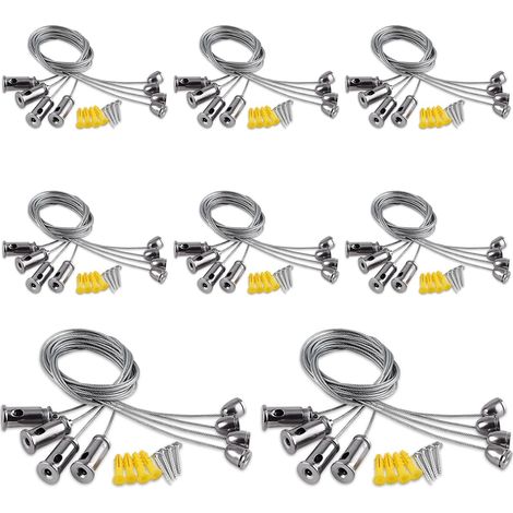 32 Câble, Acier inoxydable, 1M, Diamètre 1,5MM, Kit accrochage, Miroir, Panneau LED (1/5)