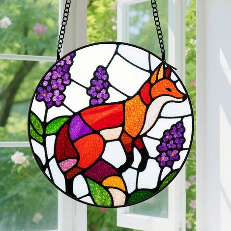 Suspension en vitrail - Attrape-soleil unique coloré artistique, décoration fenêtre intérieure, cadeau Fête des Mères, Noël pour femme, homme, maman 9cm (1/5)