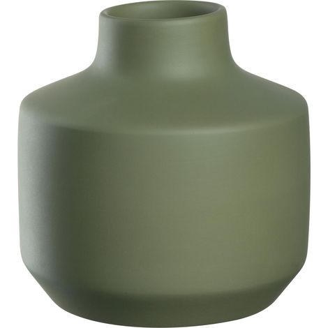 Vase Moderne en céramique, Vase, décoratif, pour Bouquet de Fleurs artistiques, élégant Vase à Fleurs, Hauteur 18,5 cm, Vert (1/4)