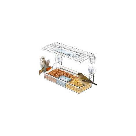 Mangeoire fenêtre Transparente – Vue Claire, observez Les Oiseaux Sauvages de près. Ventouses puissantes, Plateau nettoyable. pour Petits Oiseaux. Cadeau Grand-mère ou mangeoire extérieur. (1/5)